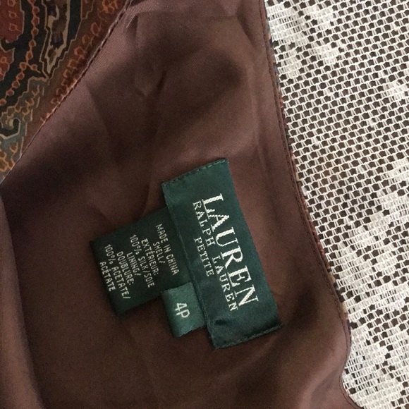 RALPH LAUREN SILK PAISLEY SLIP SKIRT TULIP BROWN 4P - Picture 10 of 16